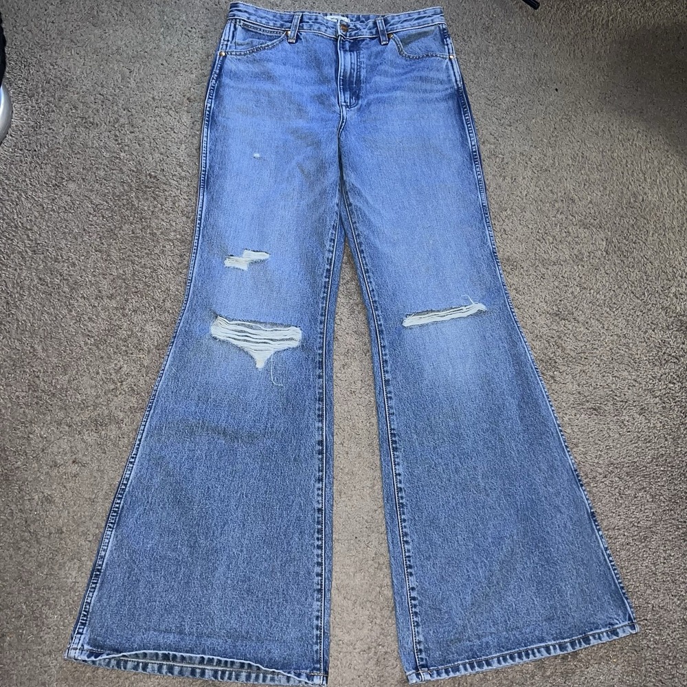 Wrangler Mid Rise Extreme Flare Jeans 29x34 Wide Bell Bottom Y2K